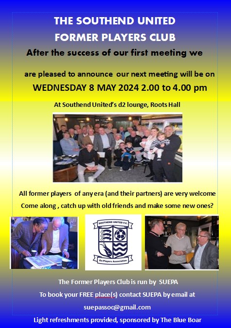After receiving lovely feedback from our 1st Former Players Club meeting last week we've now agreed the date for our next one. If you are a former @SUFCRootsHall player and would like to attend then please get in touch, our email is suepassoc@gmail.com We'd love to see you there!