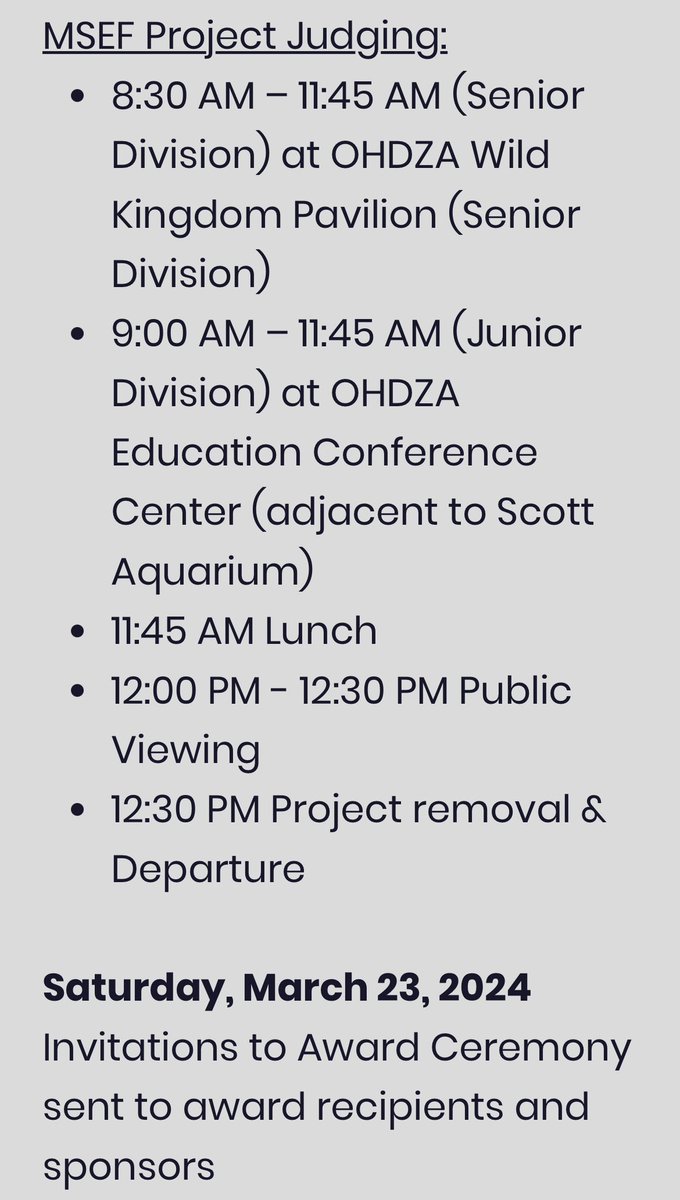 It’s time for #MSEF2024!! Check out our website at msefomaha.com for all the action! Information on Thursday Setup and Friday Presentations at @OmahaZoo below!