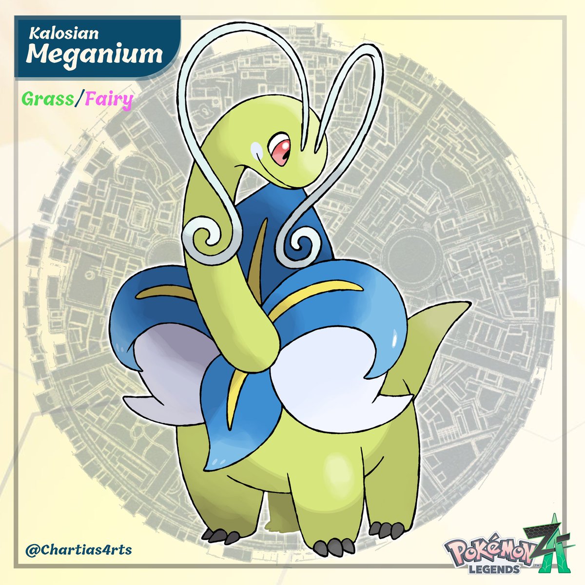 With the recent announcement of #PokemonLegendsZA and together with the help of my good friend @NyulaDraws we bring you the regional forms that we believe will be revealed for this game i Make the Grass type starter... Please 🔃 and❤️ #PokemonDay #Pokémon