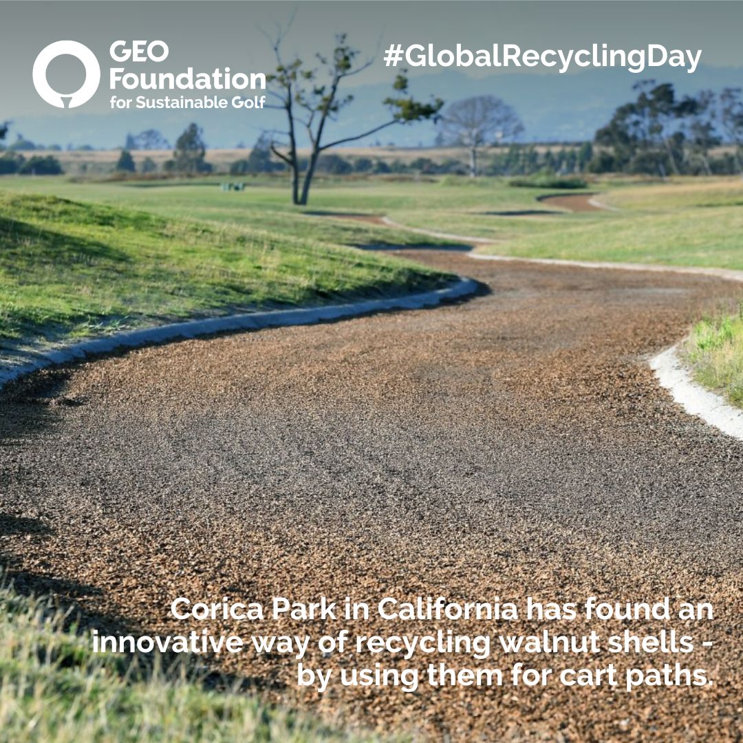 It's #GlobalRecyclingDay! @CoricaPark in California has found an innovative way of recycling walnut shells - by using them for cart paths. ♻️ ⬇️ Check out the story 👉 bit.ly/3vgh9y4 #ForSustainableGolf #RecyclingHeroes @globalrecyclingday