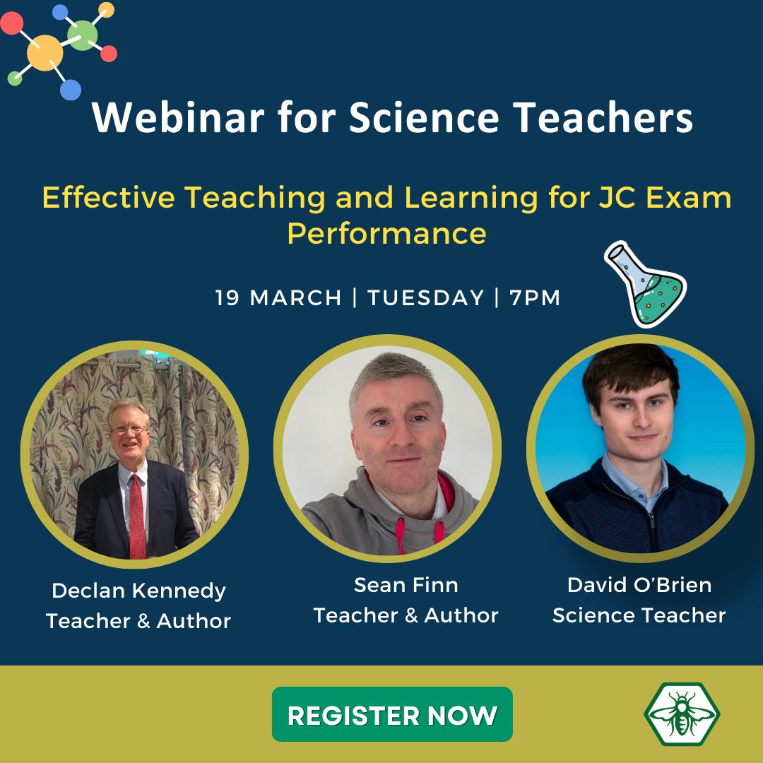 Calling All Science Teachers! Join Declan Kennedy, Sean Finn, and David O'Brien, experienced teachers and authors, for an insightful webinar on Effective Teaching and Learning for JC Exam Performance. Register now: bit.ly/49YSwVI @IrishSciTeach #folens #scienceteachers