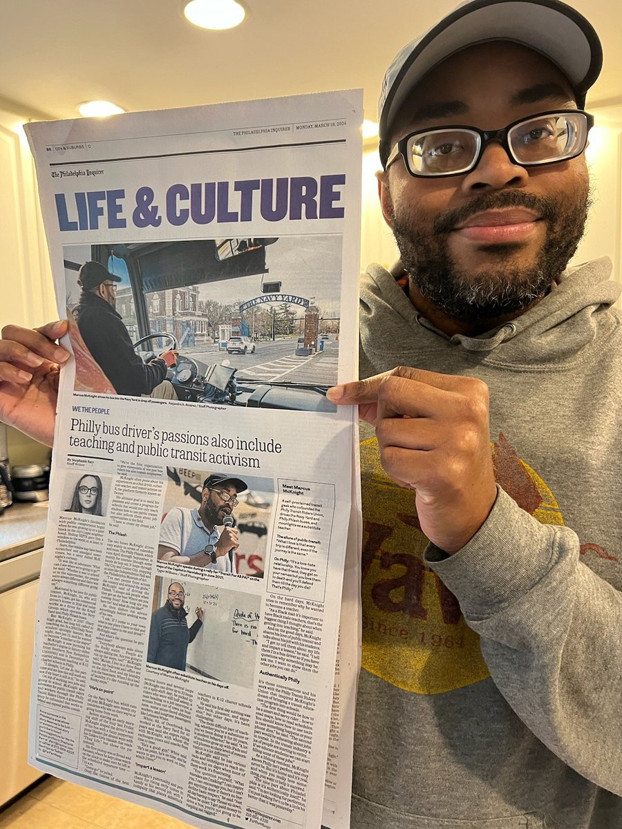I am the featured cover story in the Life & Culture section of the @PhillyInquirer . This is a really cool accomplishment on #transitdriverappreciationday.

Thanks again, @FarFarrAway 😎

#transitdayz #philly #newspaper #whyilovephilly