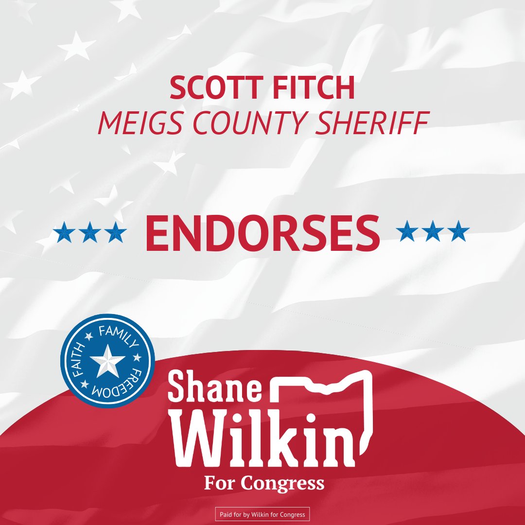 WilkinForOhio's tweet photo. Thank you to Meigs County Sheriff Scott Fitch for endorsing my candidacy for Ohio's 2nd Congressional District!

As you make your plan to vote tomorrow, view a full list of endorsements and learn more about why I'm running at: https://t.co/hwIPWh9PtJ. Let's win! https://t.co/BLfkurvFby