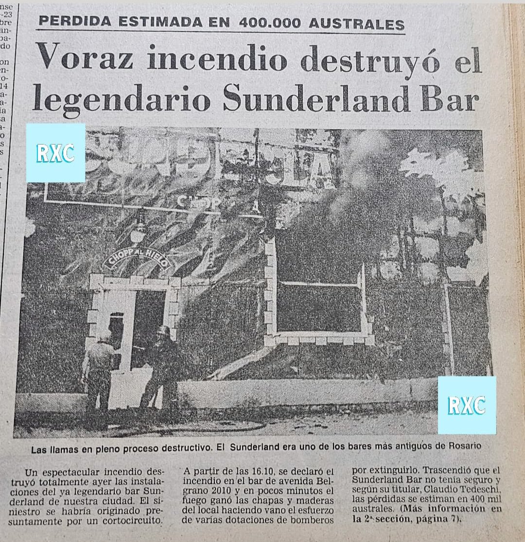 RosarioXConocer's tweet photo. 🔥🚒 INCENDIO EN EL HISTÓRICO SUNDERLAND BAR DE #ROSARIO. 

Ocurrió hace apenas algunas horas, pero no es la primera vez que pasa. Hace 35 años ocurrió un hecho de similares características. https://t.co/QvUWQqiZtm