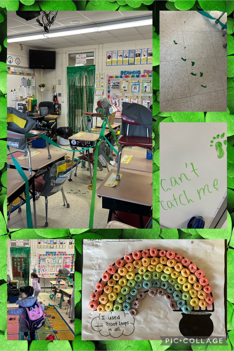 The leprechaun got us this morning! It was a mess, but he brought us a fun rainbow craft to do! 🍀 #OTESpride #SpartanLegacy