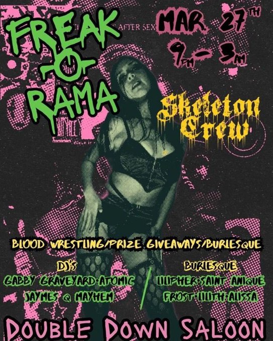 Once again we&rsquo;re throwing Freak-O-Rama at the Double Down Saloon in las vegas! Come check out our goth