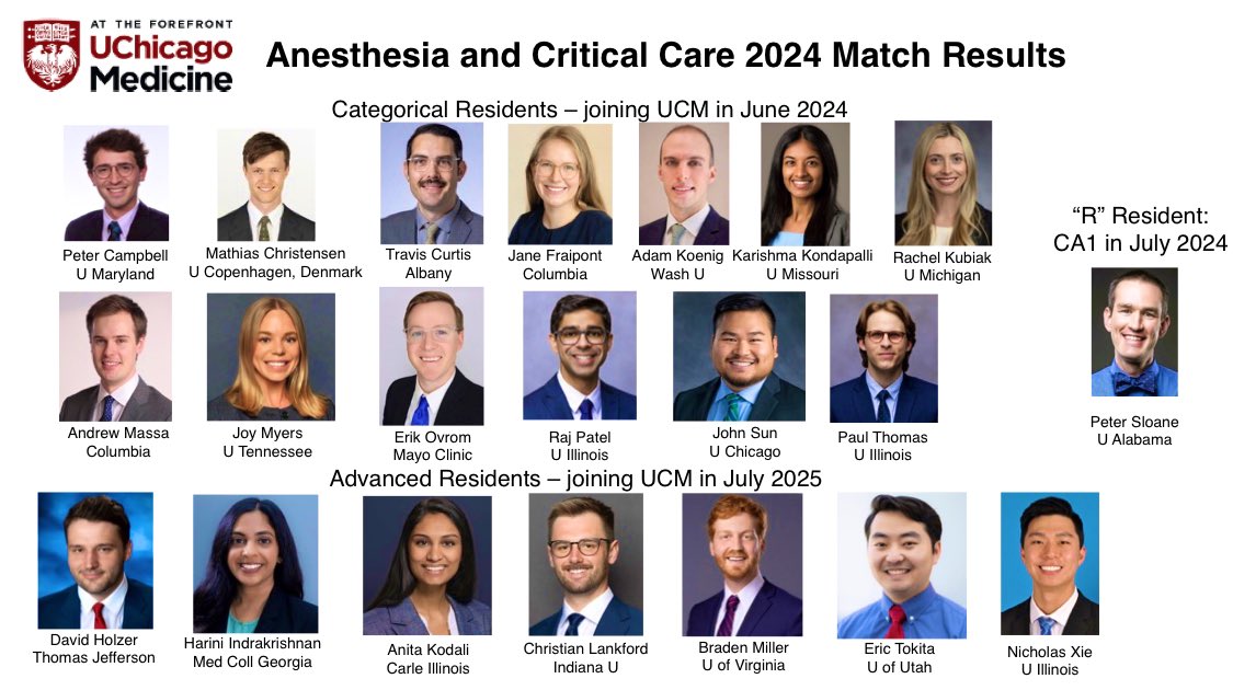 Very excited to have matched an incredibly strong group of future DACC anesthesiologists. Welcome to our family! @HiItsJunaid @UChiAnesChiefs @UChicagoGME