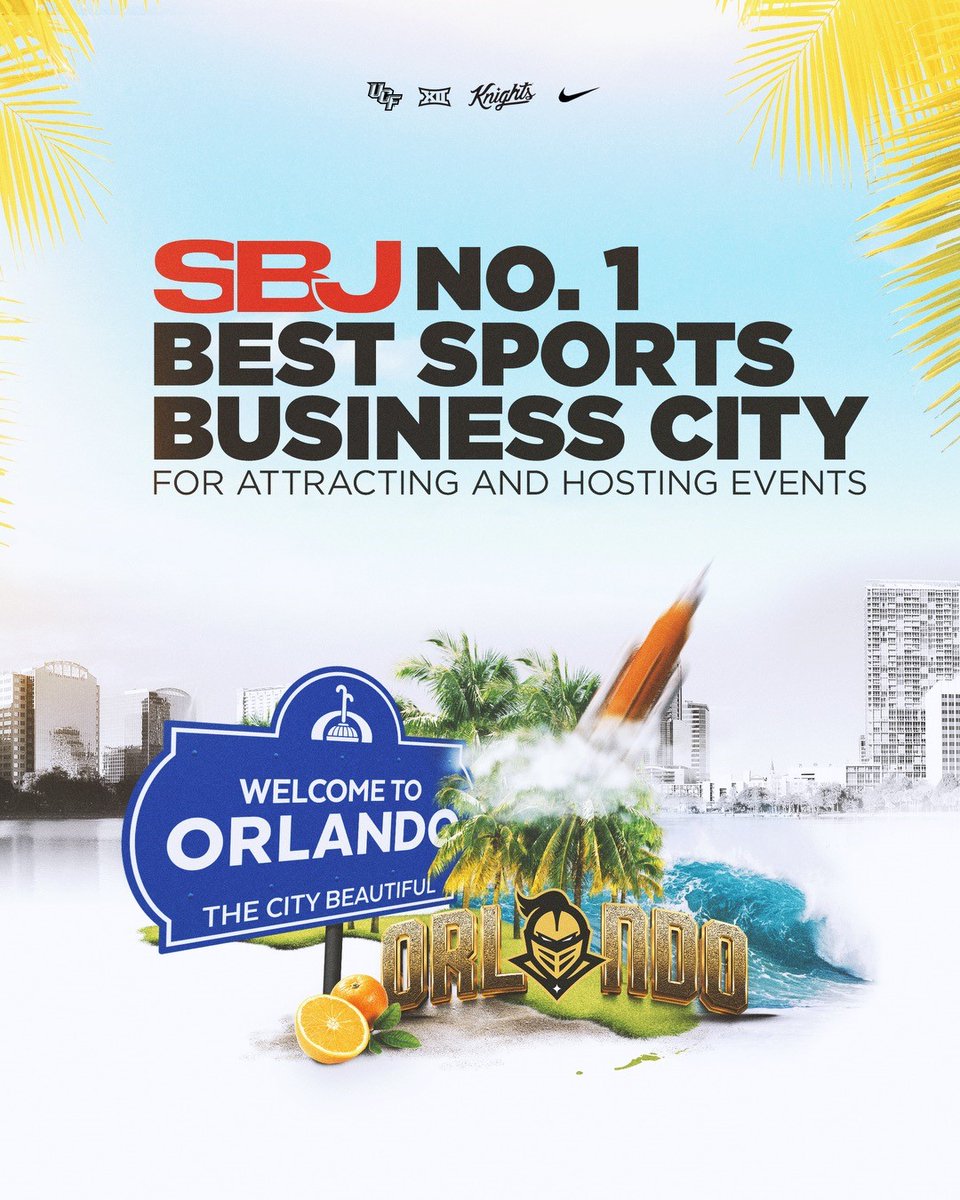 We are proud that UCF is part of a vibrant sports ecosystem that has earned Orlando the nation’s top ranking by the Sports Business Journal for Best Sports Business City for Attracting and Hosting Events. #ChargeOn