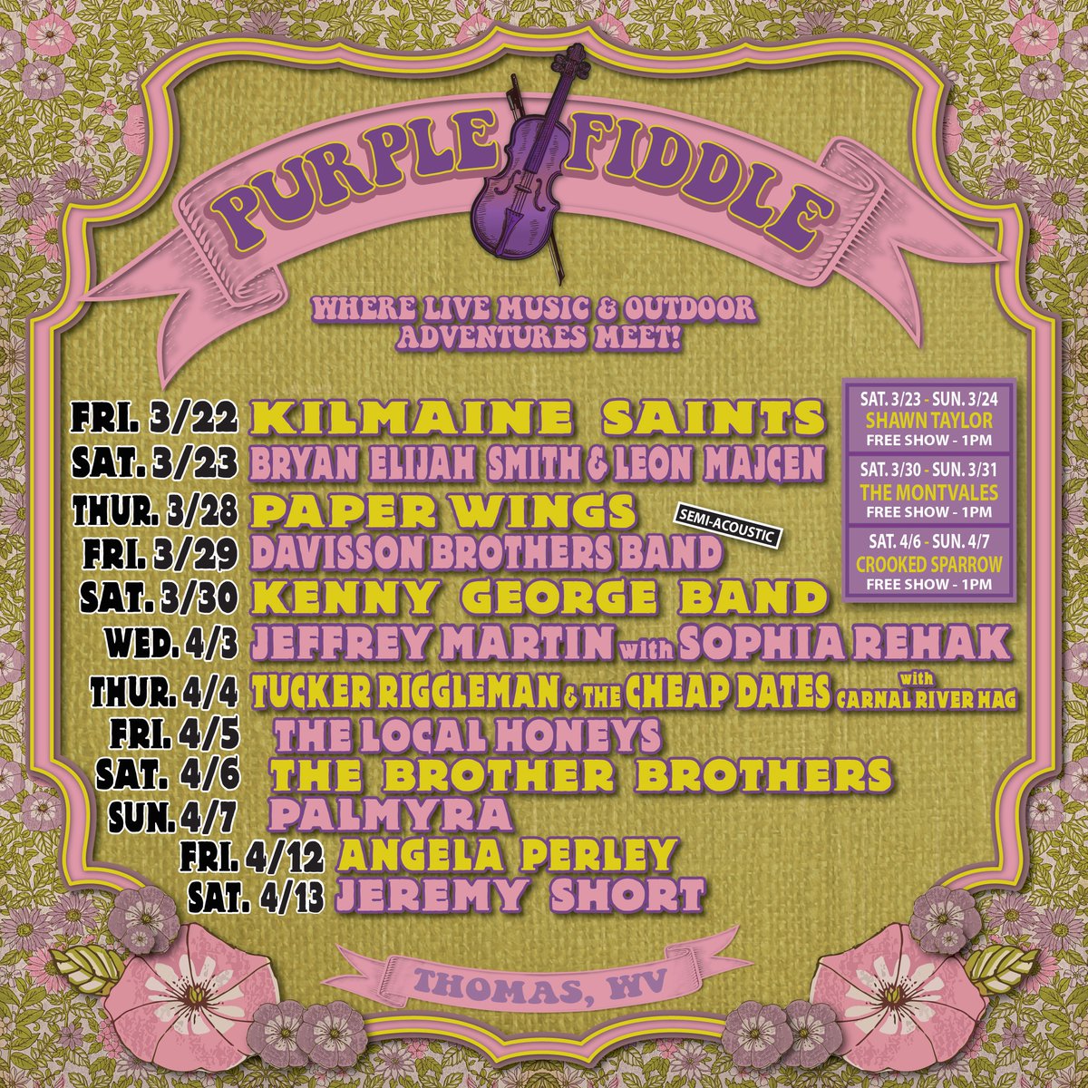 We'll see y'all at @thepurplefiddle March 29th! Tickets available now: bit.ly/4ai2y49