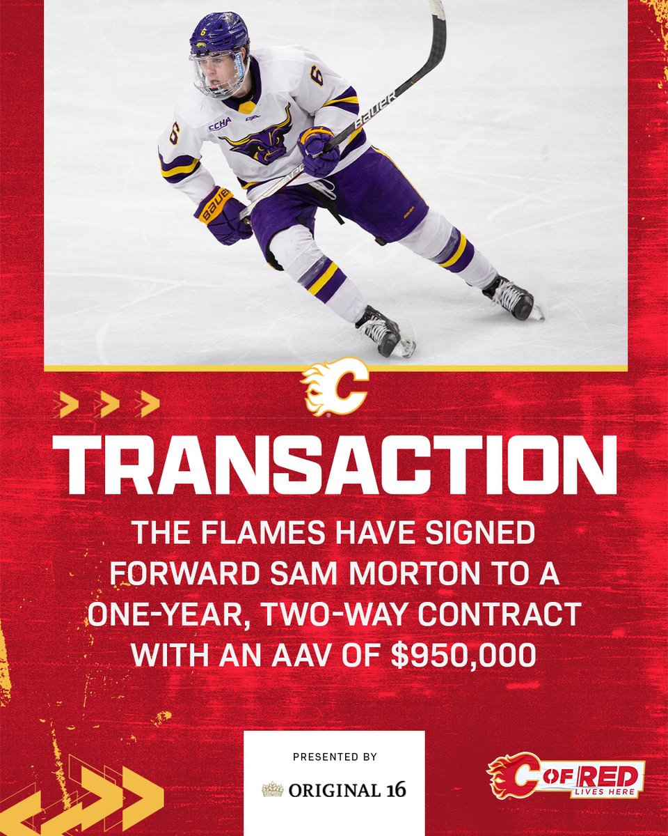 Calgary Flames (@nhlflames) on Twitter photo Welcome to the #CofRed, Sam!
We have signed college free agent centre Sam Morton to a one-year, two-way contract!
#Flames | <a href="/original16beer/">Original 16</a> Welcome to the #CofRed, Sam!
We have signed college free agent centre Sam Morton to a one-year, two-way contract!
#Flames | <a href="/original16beer/">Original 16</a>