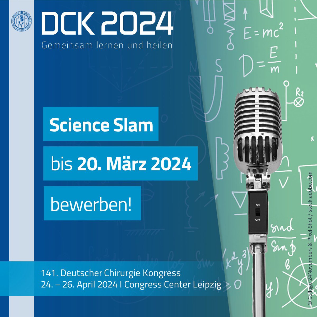 DCKongress's tweet photo. ✅Noch schnell bewerben!
📆Deadline: 20.03.2024
Werden auch SIE Teil des Science Slam! Hier geht es zur Anmeldung: 👉🏻https://t.co/tY9zJ0tFPh
#dck2024 #dgch #dckdigital #DCK https://t.co/srmPxPsmBf