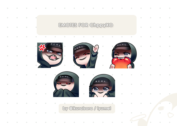 ChppyXO's tweet photo. phenomenal emotes made by the amazing @ikuraisora 🖤 https://t.co/cOFp2aLtKg