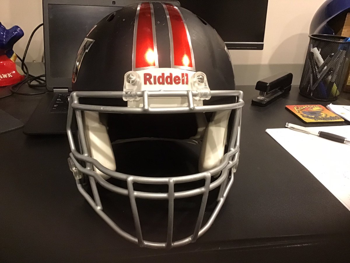 Helmet of the day #64! Indiana Wesleyan Wildcats! @IndWesleyan_FB is a @NAIAFBALL out of Marion, Indiana. Head Coach @Coach_Rode leads the Wildcats in the @MidSouthSports! Love this matte black lid with Chrome Decals!