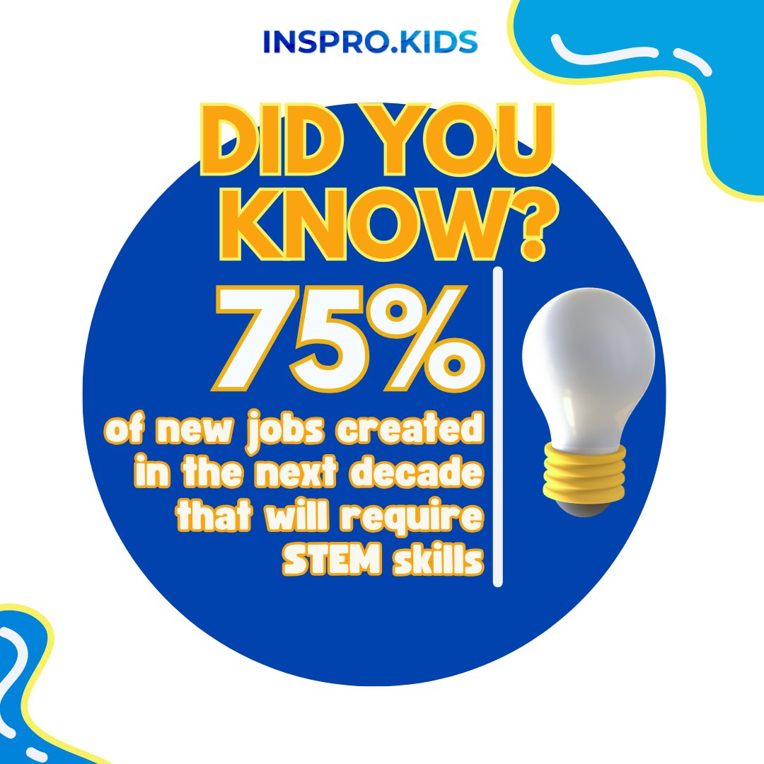 Embrace the future: 75% of tomorrow's jobs demand STEM skills! Are you ready to innovate and excel? 💡 

insprokids.com

#STEM #FutureOfWork #InnovationNation #inspiration #Future #jobs #stemactivities #kids #robotics #ai #skills