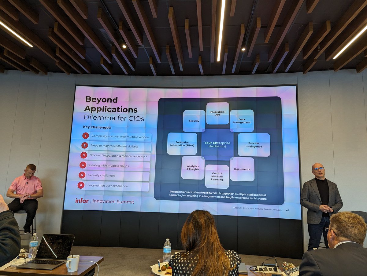 Next up - the <a href="/Infor/">Infor</a> platform - with <a href="/massimocapoccia/">Massimo Capoccia</a> and <a href="/rickrider3s/">Rick Rider</a>. #InforInnovationSummit