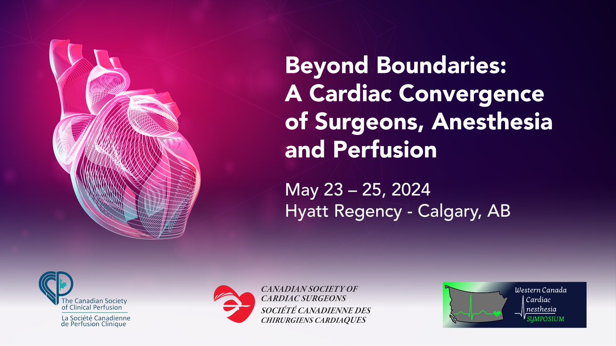 Please join us for the 2024 Joint Spring Meeting of the Canadian Society of Cardiac Surgeons, Canadian Society of Clinical Perfusion and Western Canada Cardiac Anesthesia Symposium. Click the link for an overview of the program and to register. cscp.ca/events/regiona…