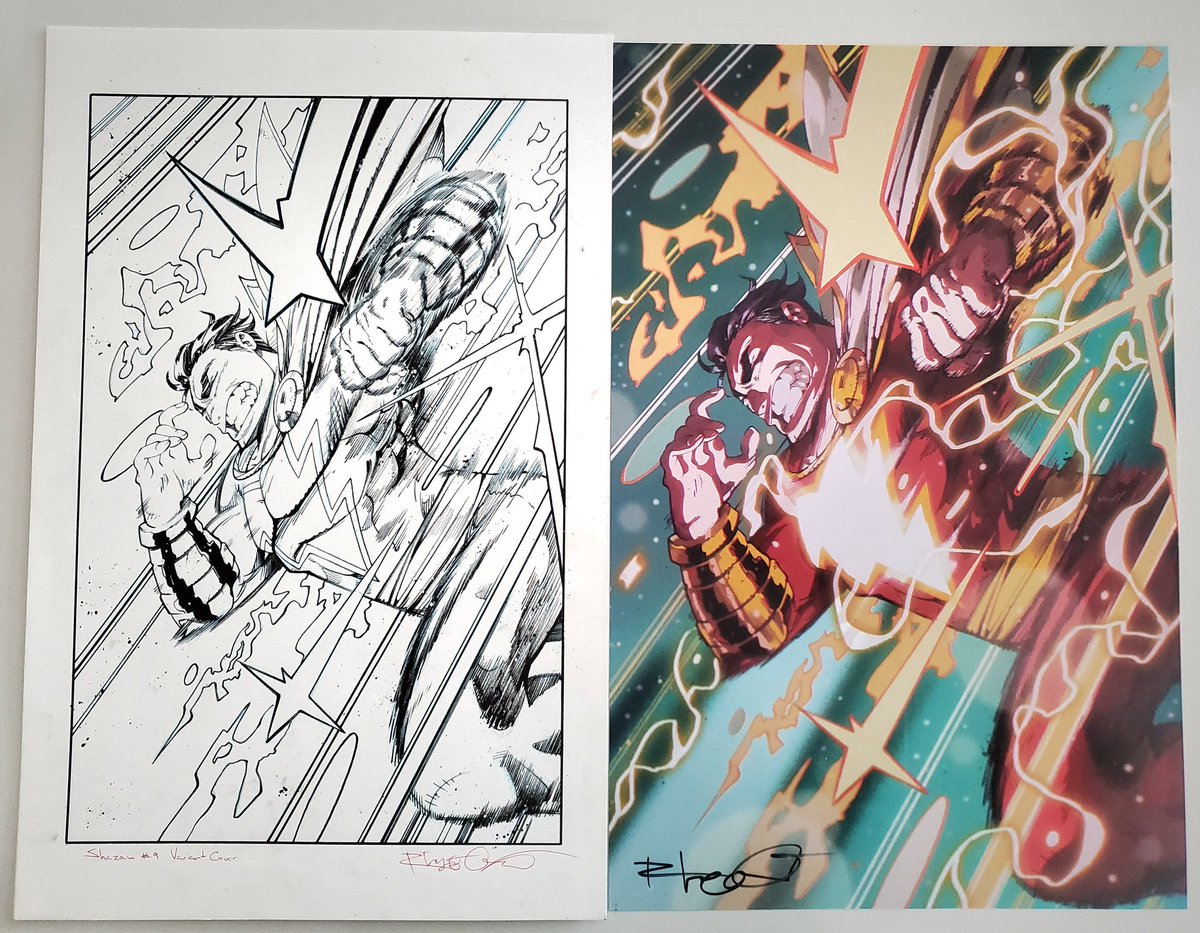 Got these absolutely beautiful Shazam pieces from @RLopezOrtiz today! This is by far and away one of my favorite Shazam covers of all time and I can't wait to get it up on the wall! Shoutout to Josh at @ComicModern for setting this up!
