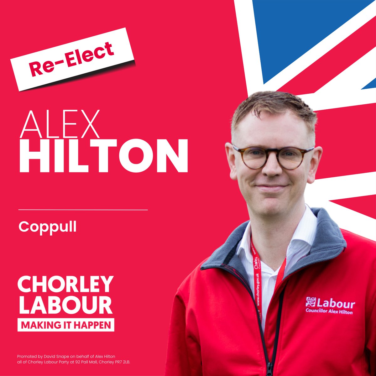 We are delighted to announce that Cllr Alex Hilton will be standing for re-election this year for Coppull

🗳️Thursday 2nd May
🌹Vote Labour