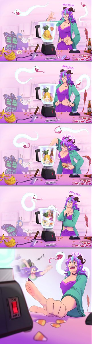 Ilsetsya's tweet photo. When you give me a blender, unsupervised. *laughs in chaotic neutral*

Yes, the voidworm consented, and survived.

[Art by Nanihoo]

#Pathfinder #dnd https://t.co/EIrDwuEXHT