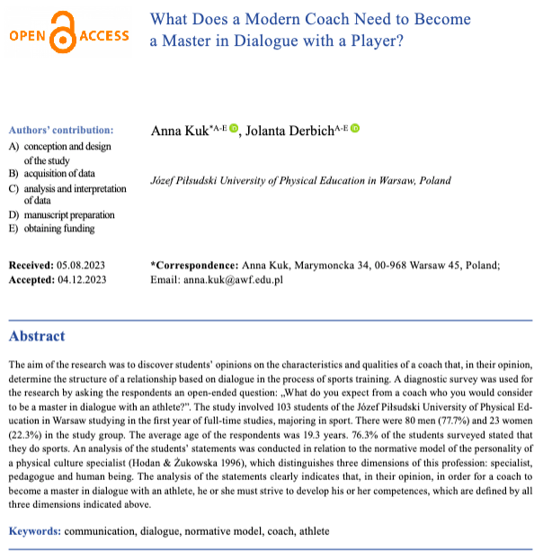 PCSSR1's tweet photo. 👉New article: What Does a Modern Coach Need to Become a Master in Dialogue with a Player? 

💻 https://t.co/E4MuofCOV7

#communication, #dialogue, #normativemodel, #coach, #athlete https://t.co/CNK0gwJ0JS