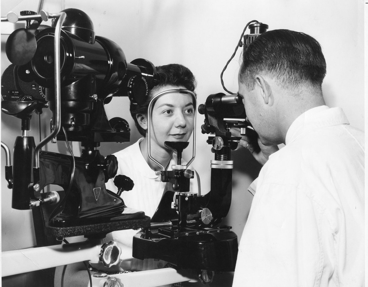 O is for Ophthalmology. Here is a picture of our Ophthalmology clinic outpatient department with a patient model credit Herb Nott and Co. Ltd. #ArchivesAtoZ