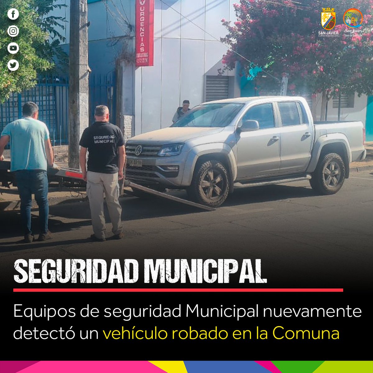 #Seguridad / 🚨👀Seguridad Municipal detecta y recuperan un nuevo auto robado en San Javier.

En un patrullaje rutinario de equipos de #seguridad Municipal, se detectó y recuperó hoy un vehículo con Encargo de Robo. Se trataría de una camioneta Volkswagen color gris.