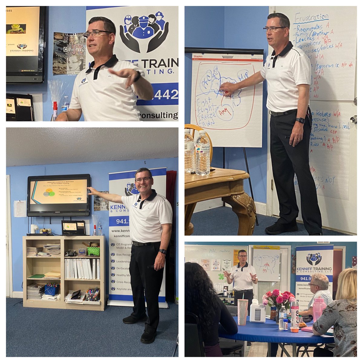 KenniffTraining's tweet photo. Training at NAMI Sarasota&amp;Manatee’s YANA Centers in Venice &amp; SRQ. Crisis recognition &amp; response, communication &amp; de-escalation skills for volunteers &amp; staff.  Listen to learn, listen to lead! Teaming for a better world! #NAMI #Endstigma #YANA https://t.co/OMGCIOEfE1