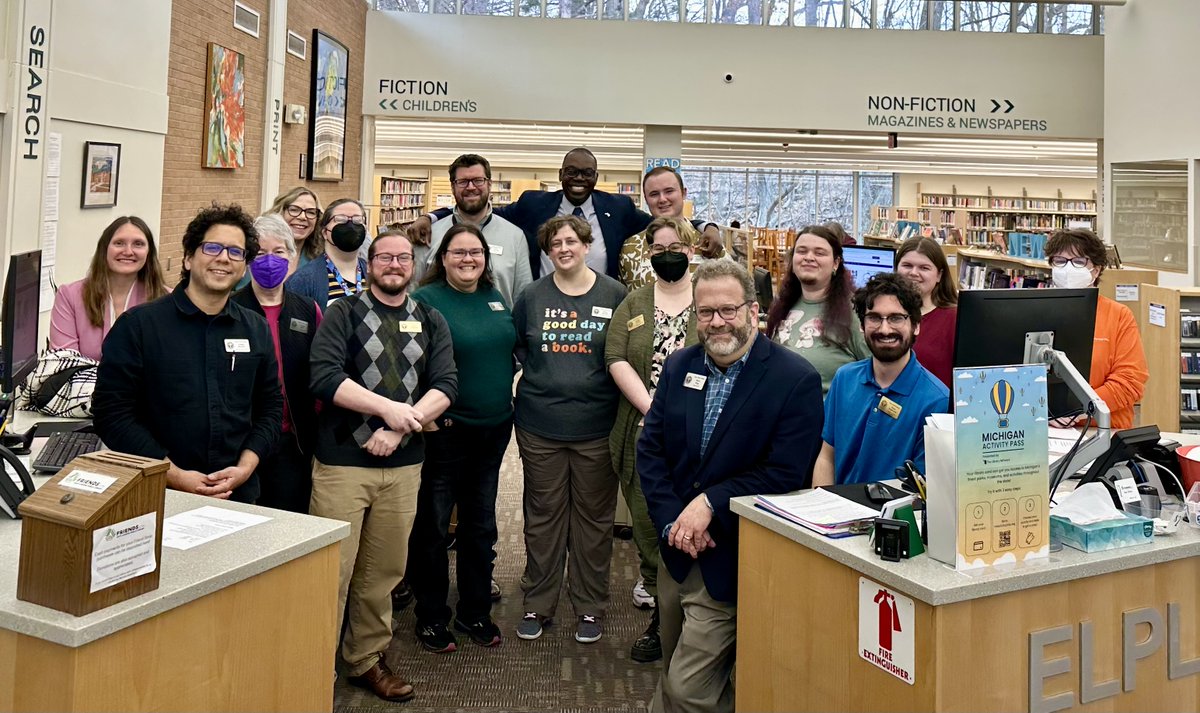 Michigan's Lt. Gov. Garlin Gilchrist participated in a panel discussion at the East Lansing Public Library <a href="/elplibrary/">East Lansing Public Library</a> today. He also took time to answer media questions and pose for a photo with library staff. Thank you for visiting the ELPL, <a href="/LtGovGilchrist/">Lieutenant Governor Garlin Gilchrist II</a>!
