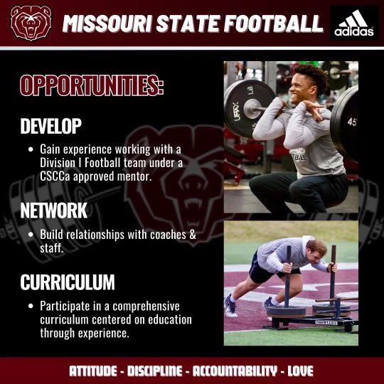 Missouri State University is seeking passionate and highly motivated individuals to fill volunteer unpaid internship positions for the Summer of 2024. Apply now!🔥😤

#40Strong #OutHitOutHustle