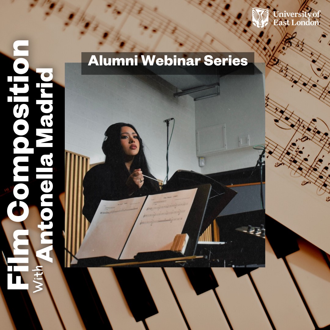 UEL Alumni Webinar Series: Film Composition with Antonella Madrid 📅 Tues 26th March 🕕 6pm UEL Alumni Antonella Madrid is a Venezuelan-American Film Composer. She joins us to share her experience & passion for the art of Film Composition. Register➡️ bit.ly/3TFEoLp