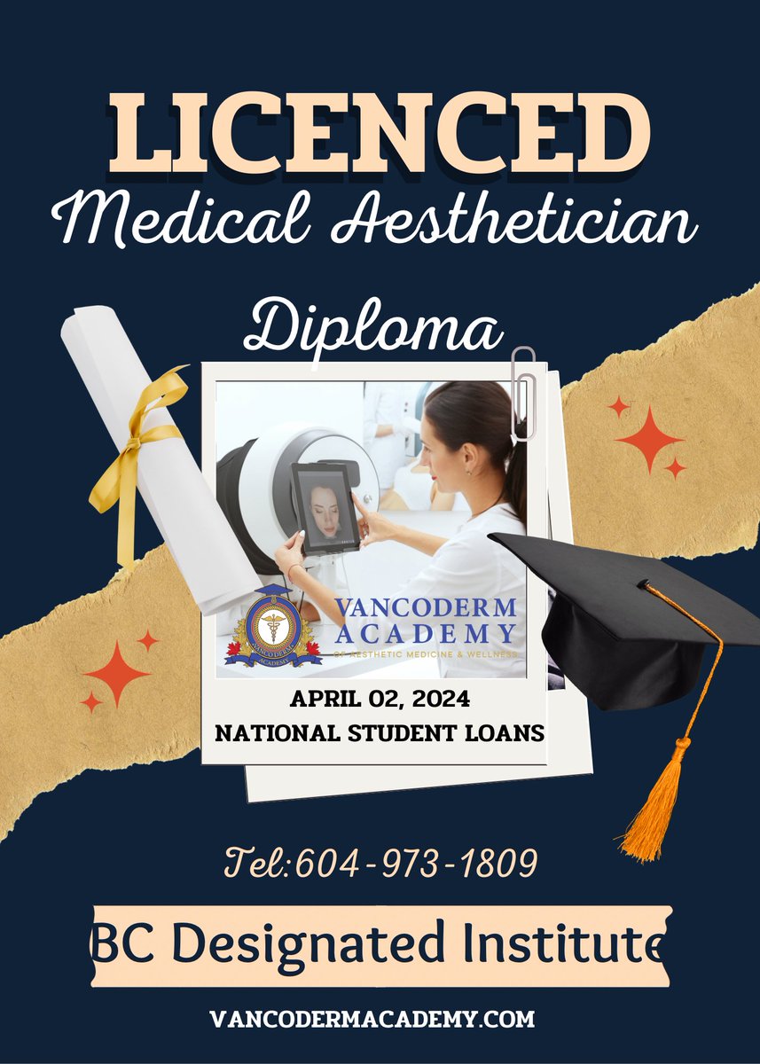 Transforming #Beauty, Empowering Lives: Pursuing Excellence as a #Licensed_Medical_Aesthetician. Apply now to enrol in #Medical_Aesthetics_Diploma_programs #vancodermacademy #vancoderm #National_Student_Loans #Cosmetic_Lasers #BC_Designated_Institute Tel:604-973-1809