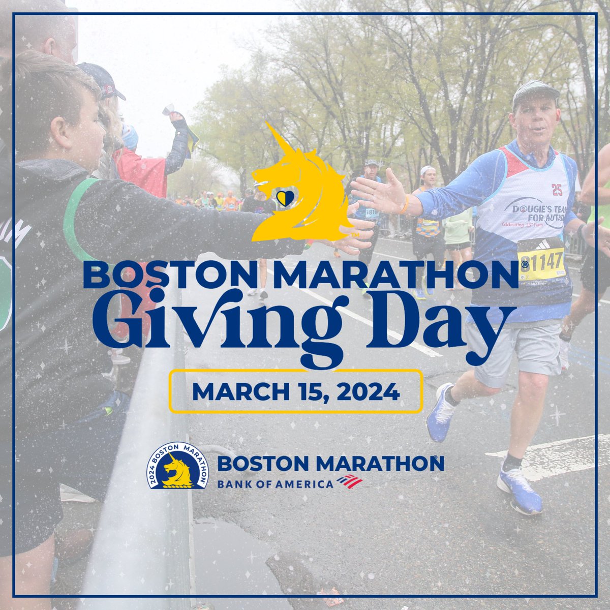THANK YOU!😭💙💛 Together, we raised nearly $800,000 for over 200 non-profits yesterday on #BostonMarathonGivingDay!🦄 We’re now less than ONE MONTH away from the 128th Boston Marathon presented by @BankofAmerica🤯 See you on April 15th for #Boston128!