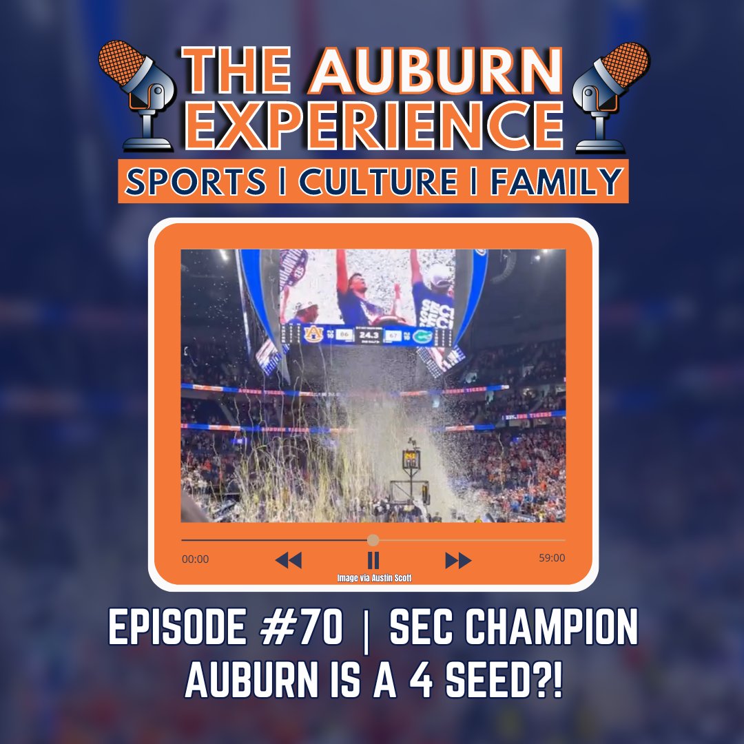 E2C_Network's tweet photo. Episode 70 is live! SEC Championship, March Madness brackets, and more.

https://t.co/r0r19WID0u

The latest episode of The Auburn Experience podcast is available everywhere now. #WarEagle https://t.co/C8XVih34rd