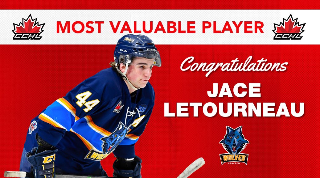 Release | The Central Canada Hockey League is pleased to announce <a href="/RenfrewWolves/">Renfrew Wolves</a> forward Jace Letourneau has been awarded the Most Valuable Player for the 2023/24 season.🏆

🗞️ | thecchl.ca/release-wolves…
📸 | icelevel.com
Graphic | Mark Kelly