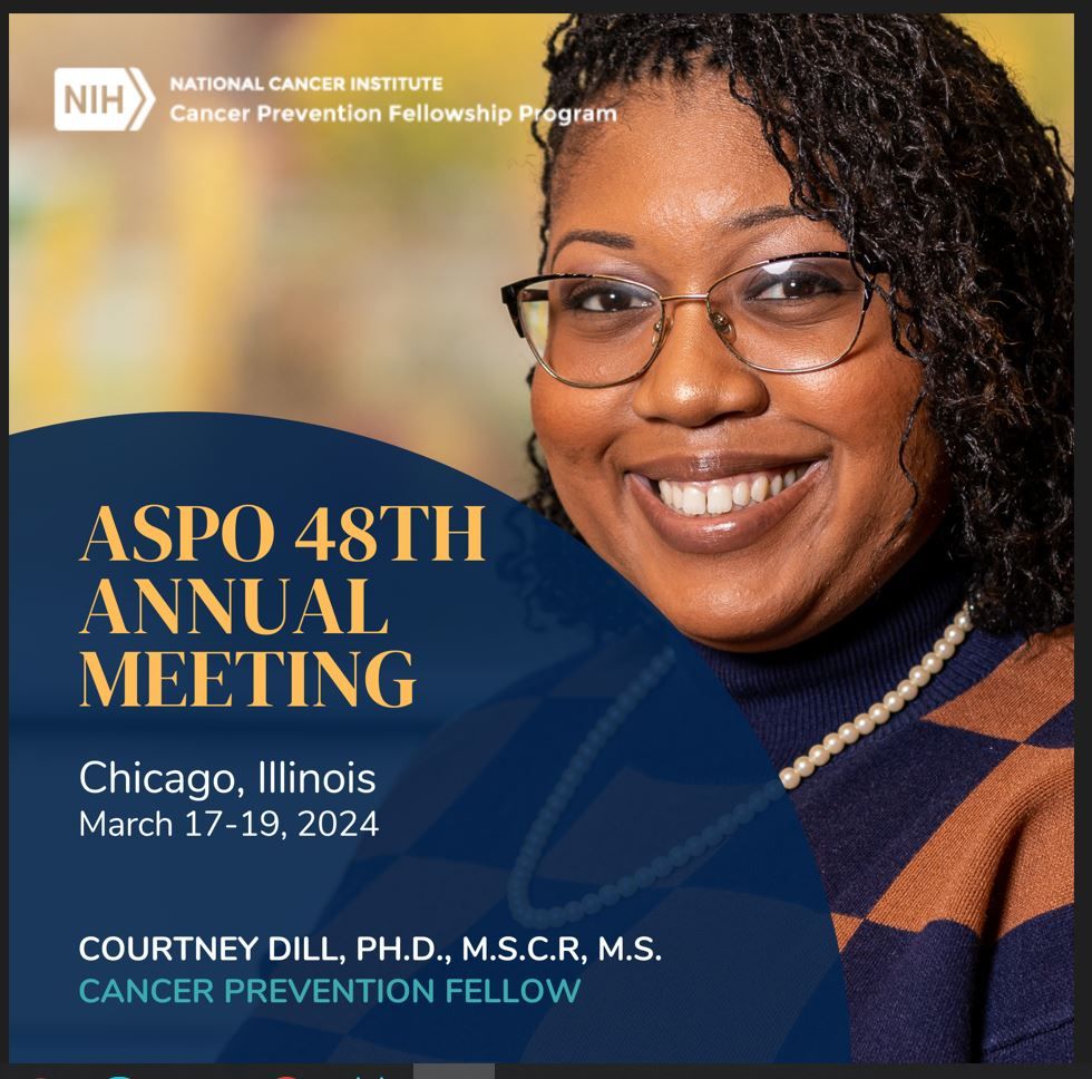 Dr. Courtney Dill is presenting 'Association of Combined Polygenic Risk Score and Environmental Score with Risk of Recurrent Adenoma in the PLCO and PPT cohorts', on Tuesday, March 19, 2024 at 10:30 AM. at ASPO. https://cpfp.cancer.goiv