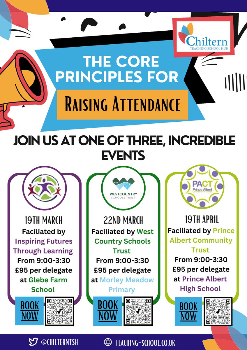 Our blockbuster Raising Attendance conference is touring the country. Hundreds of school leaders have found it to be a ‘game-changer’. Events still to come in Birmingham, Milton Keynes and Plymouth. Book now to avoid disappointment. Free access to our resources. @TomBellwoodCLT