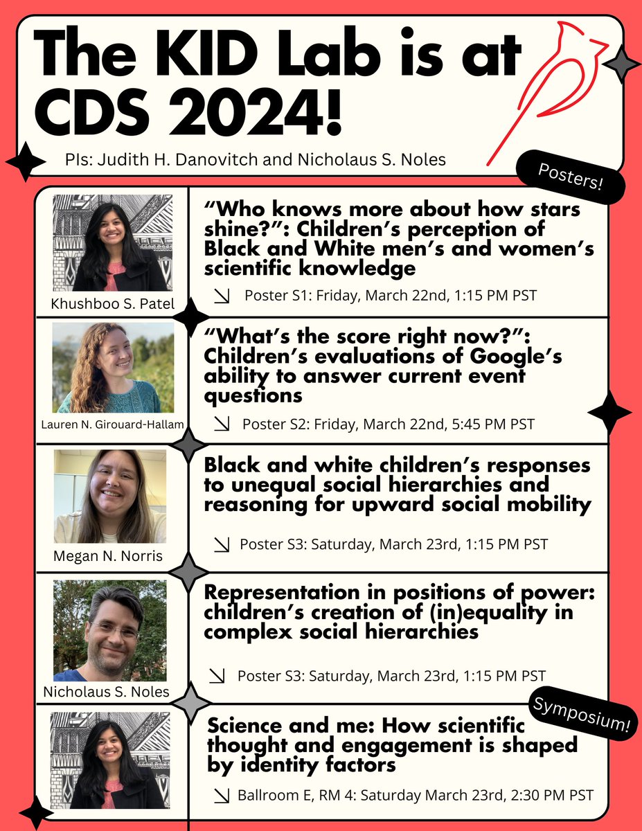 Come see the U of L KID Lab at #CDS2024. I'll be presenting one of my dissertation chapters. (I defend March 27th- come help me work out my nerves!) And catch the brilliant @Megan_Norris343 and @patelk_ksp while you're at it. Looking forward to posters, talks, and networking!