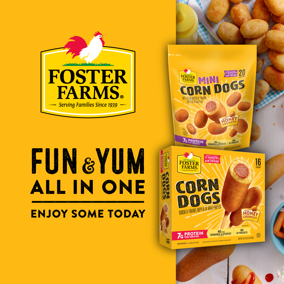 Got a Corn Dogs craving? Find where to buy Foster Farms Corn Dogs at a store near you at bit.ly/3IHphuI #fosterfarms #nationalcorndogday #corndogs #minicorndogs #fun #yum #snack #lunch #food #foodie #foodstagram