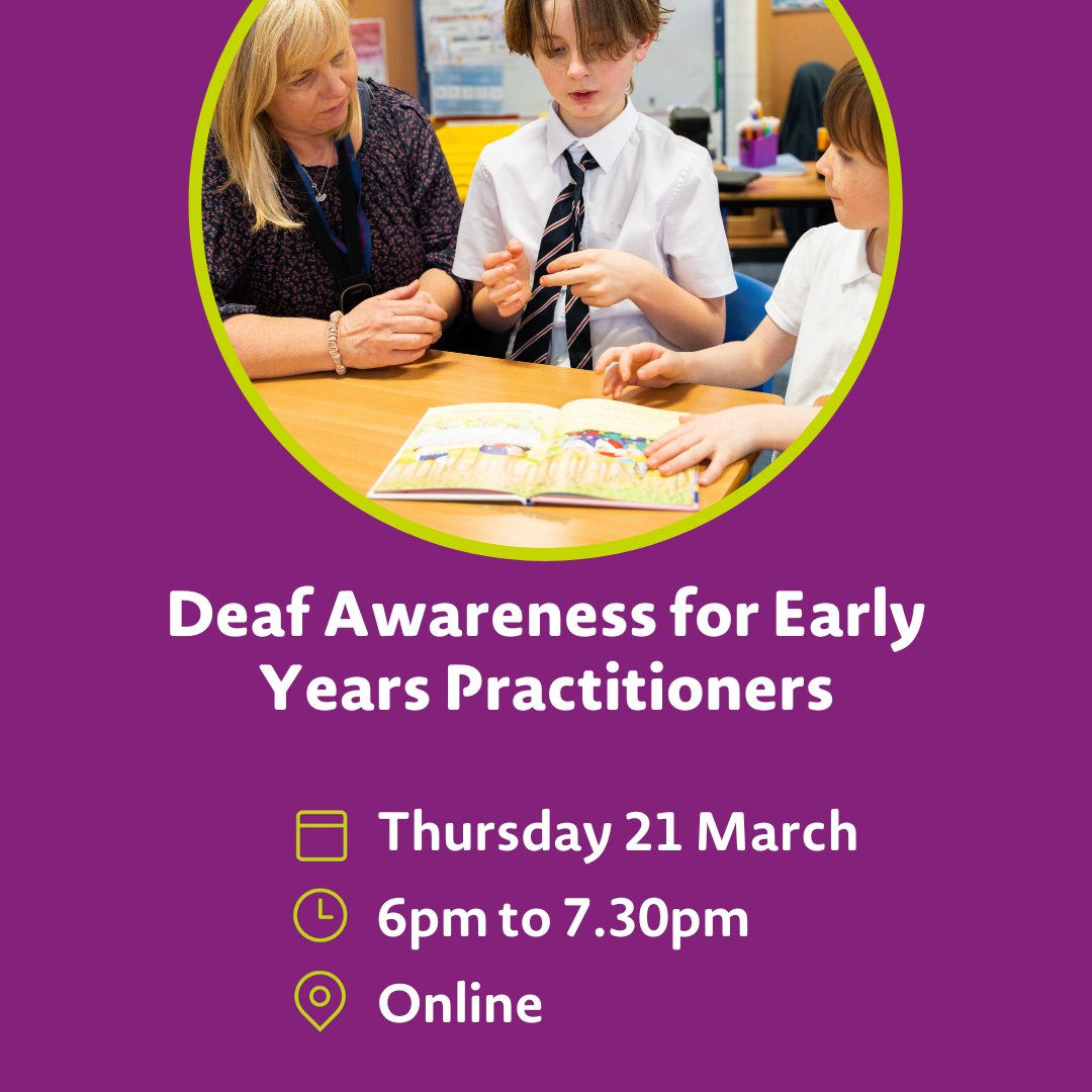 This Sign Language Week, we are hosting a fantastic online session for early years practitioners to help you learn how best to support deaf children. This session will help you feel confident in supporting children with various levels of deafness. Sign up bit.ly/48YAodt