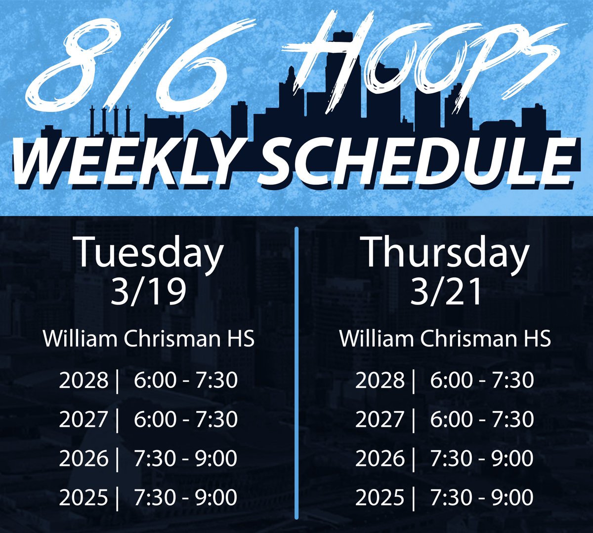 Back this week with another round of try out/open practice.  Day 1 we saw over 150 kids from 57 different high schools.  Don’t miss out - come be a part of what we are building!