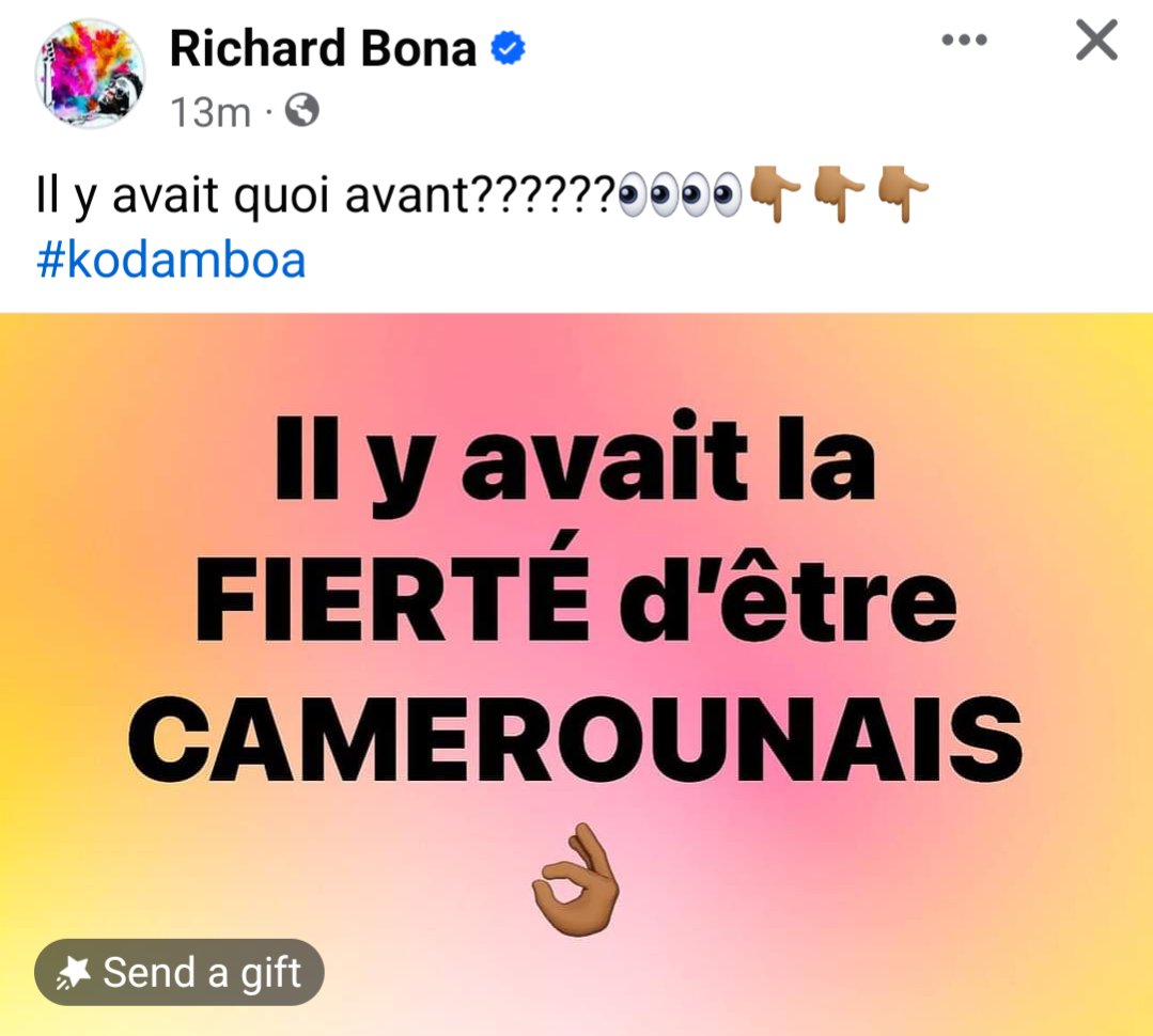 Doris Toyou (@doristoyou) on Twitter photo L'artiste <a href="/BonaRichard/">Richard Bona</a> le chante et le dit si bien! #ilyavaitquoiavant
Biya et sa bande nous laissent un pays complément détruit. #Cameroun L'artiste <a href="/BonaRichard/">Richard Bona</a> le chante et le dit si bien! #ilyavaitquoiavant
Biya et sa bande nous laissent un pays complément détruit. #Cameroun