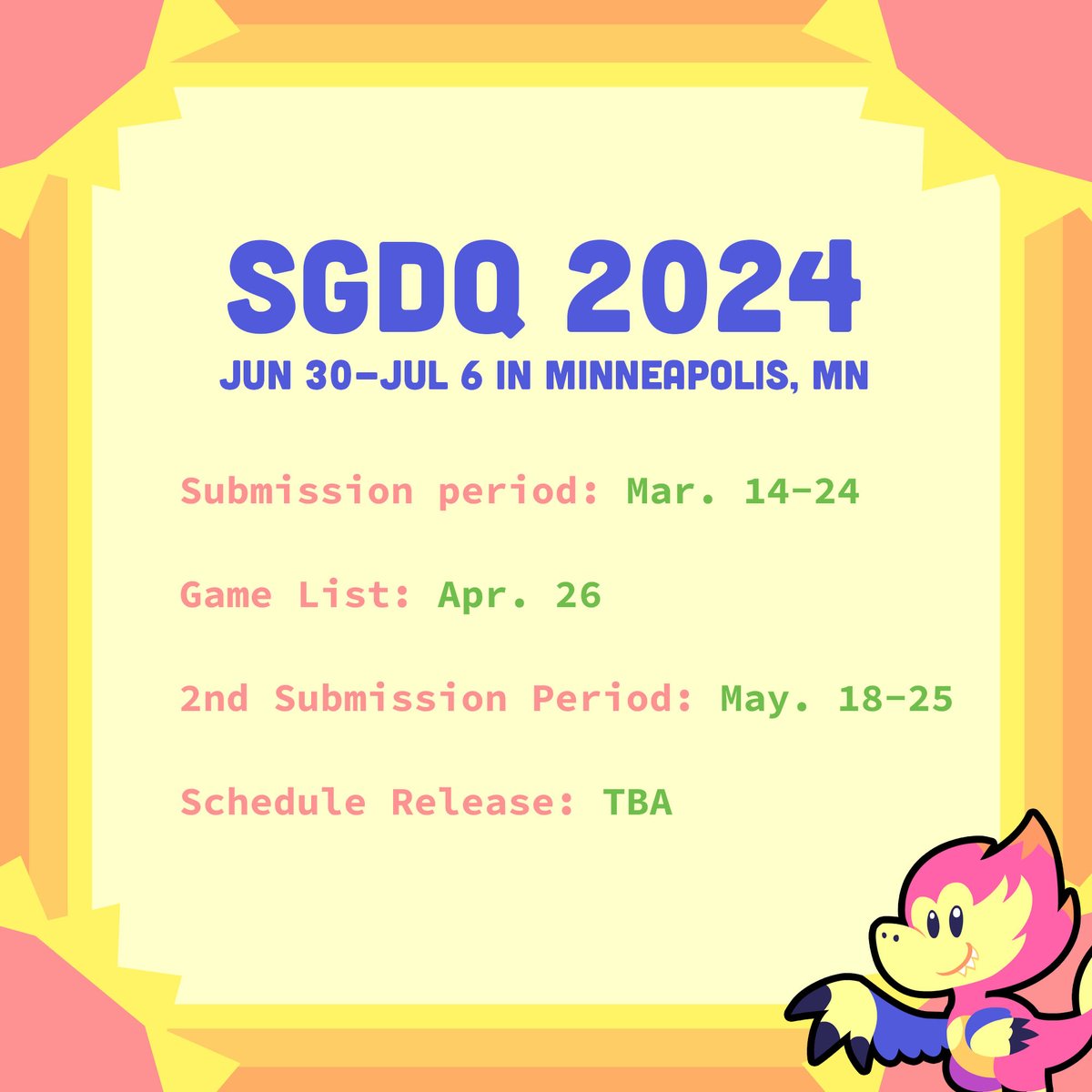 Today's the LAST day to submit your runs for #SGDQ2024!! Submit runs here: gamesdonequick.com/profile Stay tuned for the Games List on April 26 and the Second Submission Period starting on May 18!