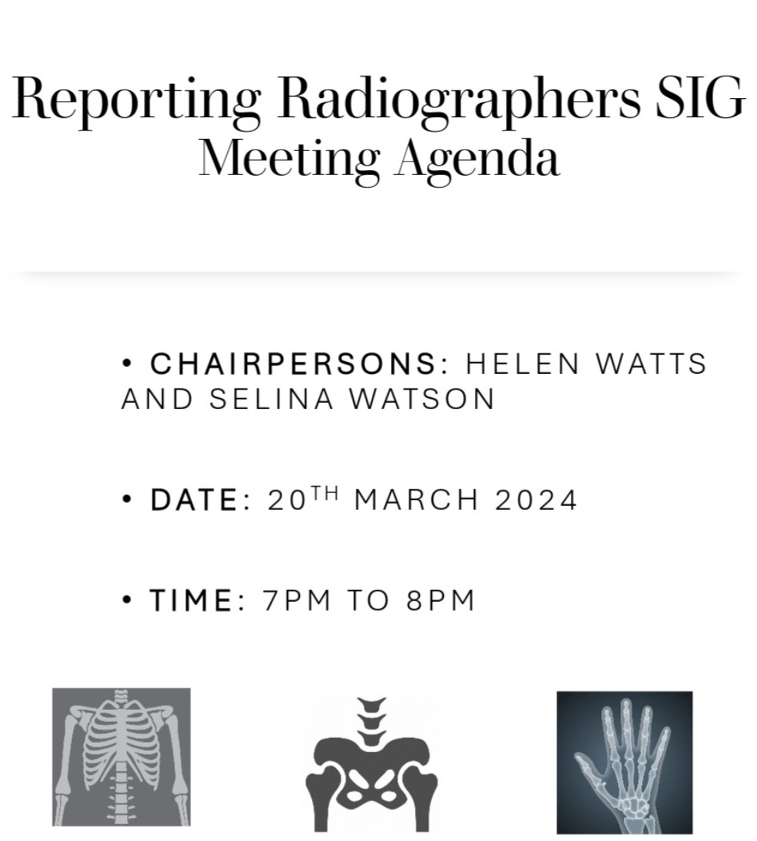 ☢️The next plain film reporting radiographers SIG is this Wednesday at 7pm on teams. We will be discussing a few interesting cases and some exciting updates for the group. If anyone would like to join, email stees.nereprads@nhs.net for an invitation 😊 @helenwatts91 @SCoRMembers