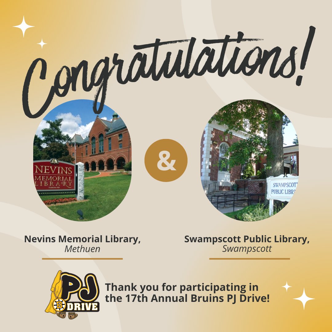 🎉Congratulations to Nevins Library and Swampscott Public Library on winning PWHL Boston tickets! All #libraries that participated in the #PJDrive were entered to win raffled PWHL Boston tickets. Hooray for #WomensHockey🏒 and LET'S GO BOSTON! #WomensHistoryMonth #WomensSports