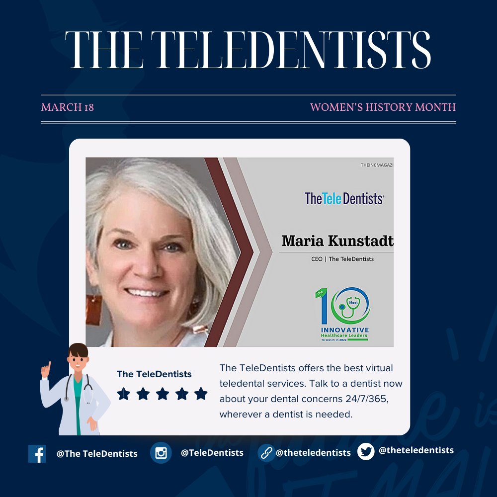 Bringing another women-run business by Dr.Maria Kunstadter is @theteledentists. They offer the best virtual teledental service so talk to a dentist now about your dental concerns 24/7/365, wherever a dentist is needed. #KansasSBDC #Smallbusiness