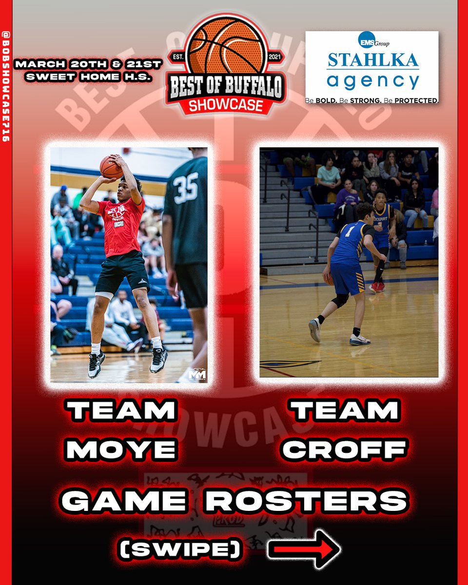 BOBShowcase716's tweet photo. 🚨 Underclassmen Boys game Rosters are set!🚨
The game is this Thursday at 6 pm! $10 at the Door
Who picked the better team? Charlie Croff, or Amir Moye This Thursday! $10 at the door! https://t.co/vD39gV9SRI