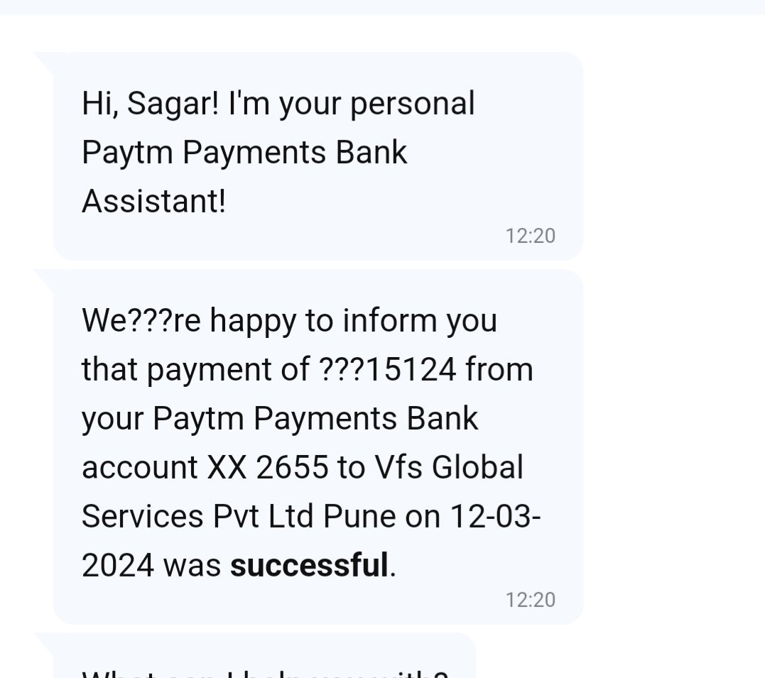 SagarChamoli1's tweet photo. @vfsglobalcare @MahaCyber1 @Cybercellindia I trnfr ₹15124 fr a visa on 12th Mar, hwvr the staff declined saying they haven't recd the money &amp; again took the same payment. My bank confirms d payment is done but VFS team hasn't refunded d money yet with more than a week.Plz help. https://t.co/GT3gySrIMe