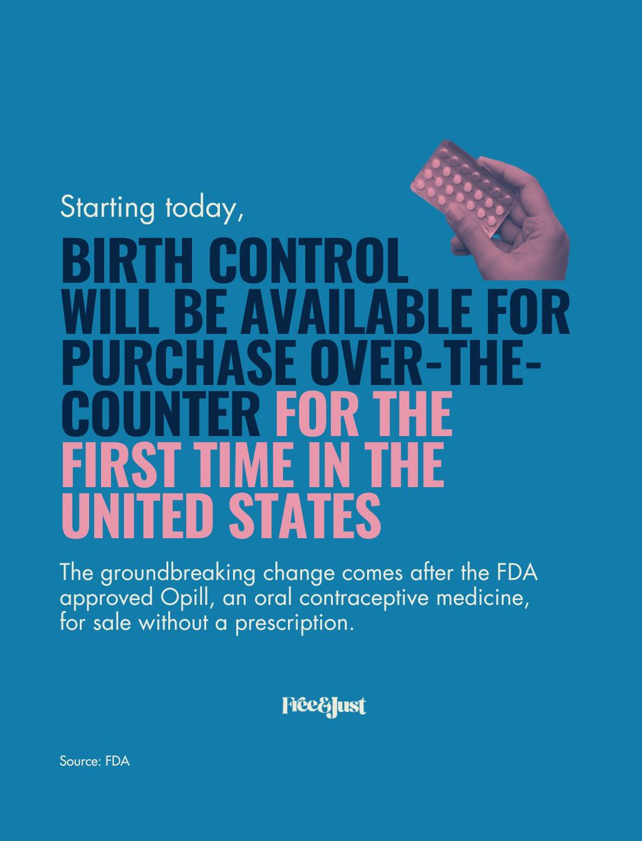 freeandjustus's tweet image. Big news! Opill, an oral contraceptive, is now available over-the-counter in the US, marking a monumental step for reproductive freedom. This shift could transform access to birth control amid rising abortion restrictions. 
#OpillOTC #OverTheCounter #UnderYourControl