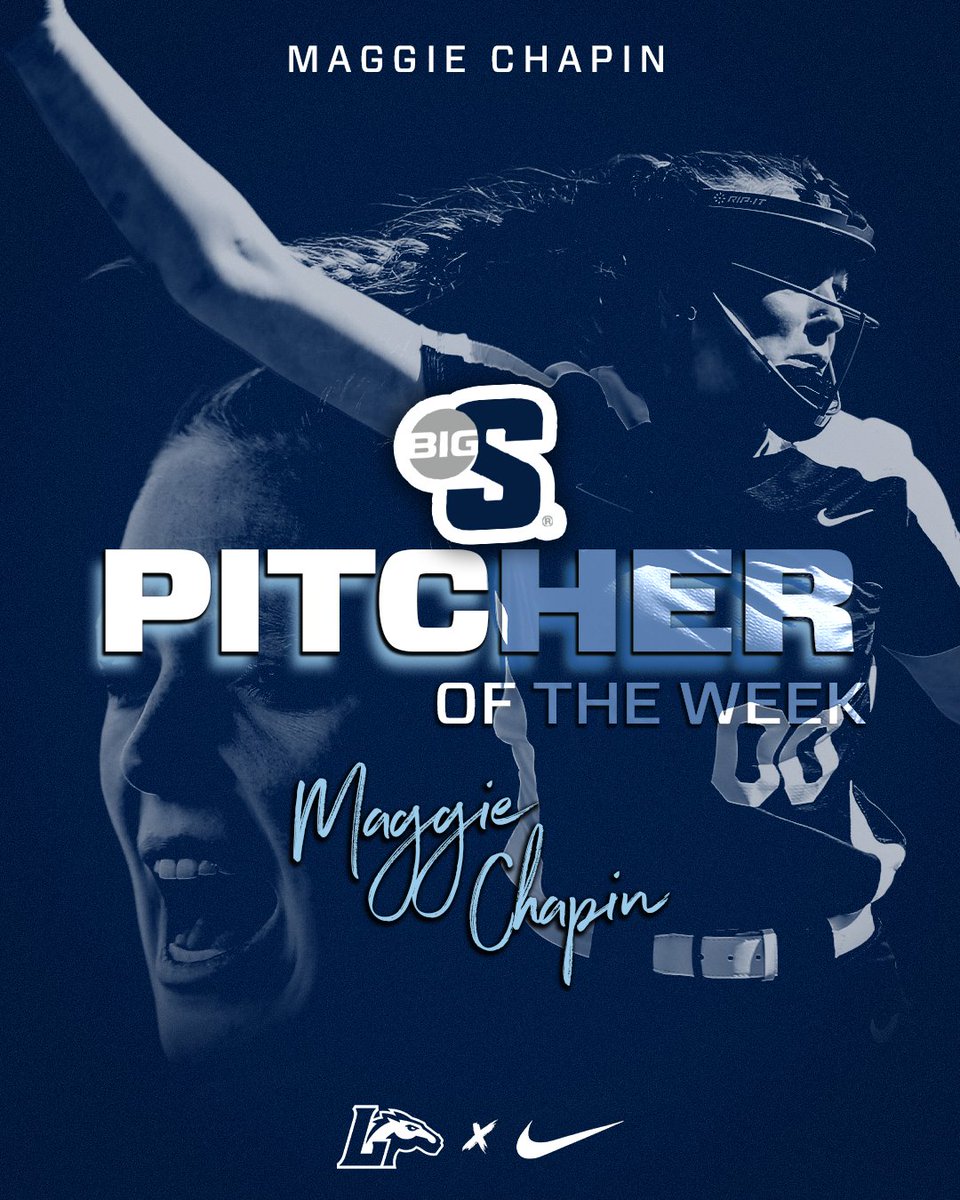 .@MaggieChapin8 named @BigSouthSports Pitcher of the Week 📰 shorturl.at/enQ13 #HorsePower | #GoWood | #SaddleUp