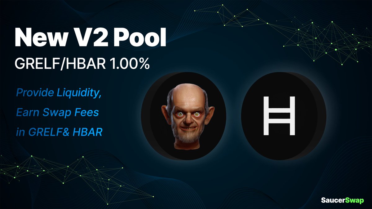 New SaucerSwap V2 Pool 🧪 The SaucerSwap DAO has voted in a new $GRELF / $HBAR V2 pool, which is now live! 🤿 Dive in now: saucerswap.finance/liquidity/0.0.… Congratulations to the @GRELF_ community!